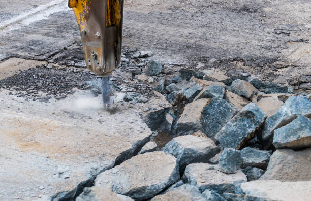 Concrete demolition in progress