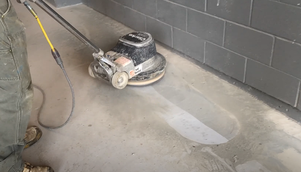 Bare concrete floor